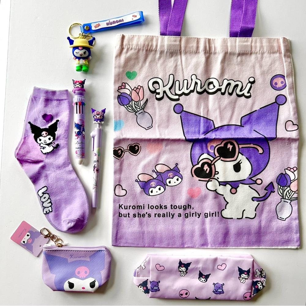 💜Kuromi Adorable 7-Piece Tote Bag Bundle - Picture 10 of 10